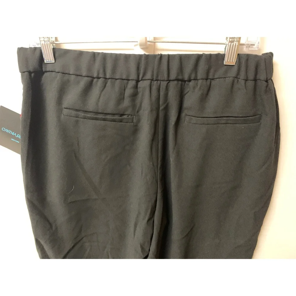 Cynthia Rowley Black Side Stripe Ankle Pants‎ Elastic Waist Tapered Size 10